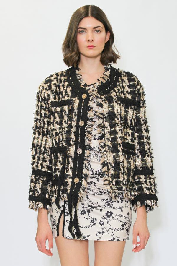 Snow Xue Gao Wool Black White Tweed Blazer