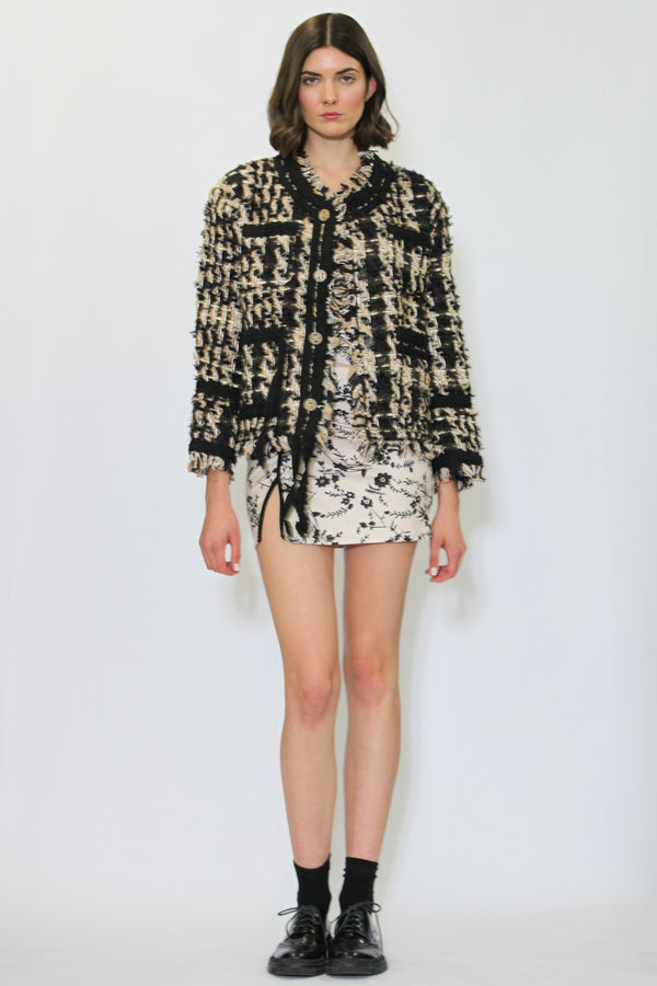 Snow Xue Gao Wool Black White Tweed Blazer