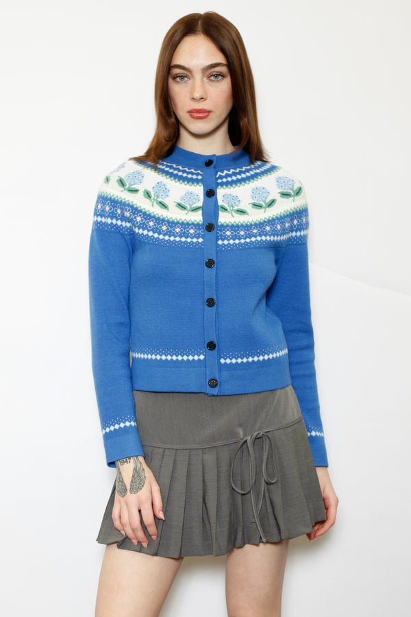 Snow Xue Gao Wool Blue Floral Cardigan
