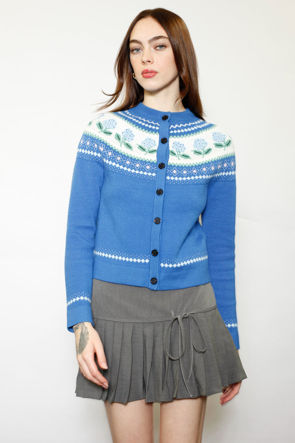 snow xue gao Wool Blue Floral Cardigan