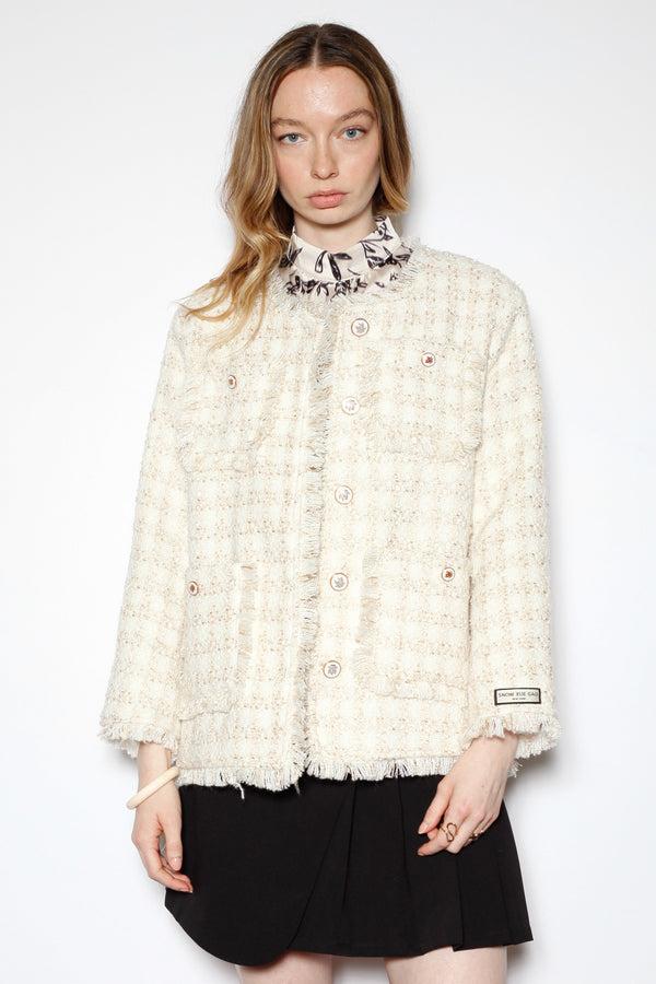 snow xue gao Wool Cream Tweed Blazer