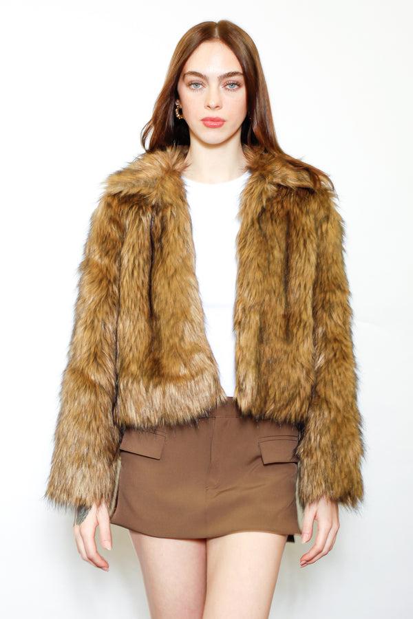 Snow Xue Gao Wool Faux Fur Black Brown Jacket