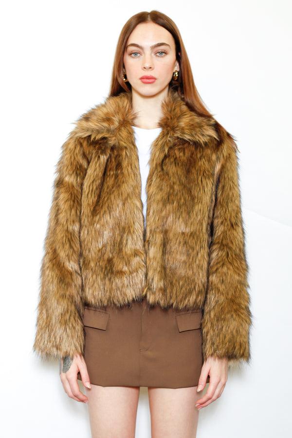 snow xue gao Wool Faux Fur Black Brown Jacket