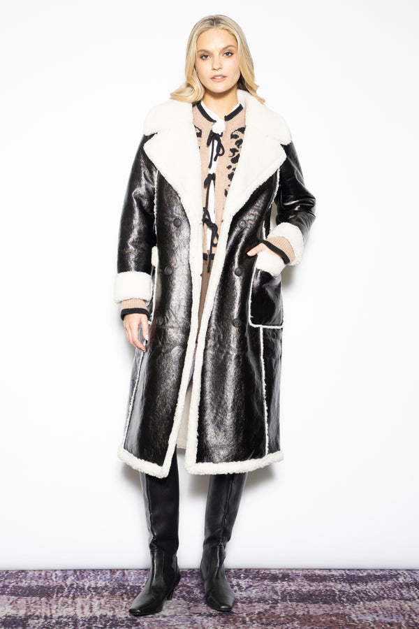 Snow Xue Gao Wool Faux Shearling Black Coat