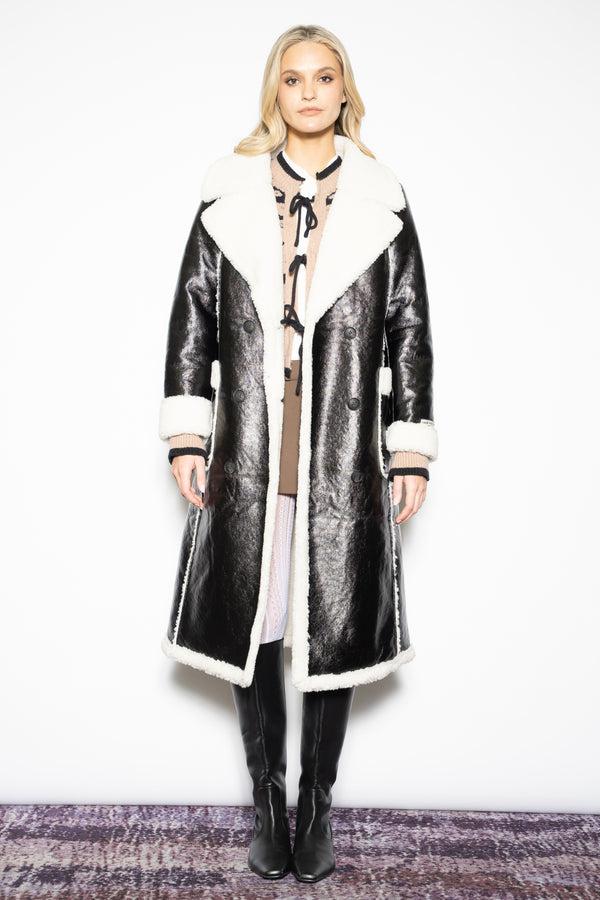 Snow Xue Gao Wool Faux Shearling Black Coat