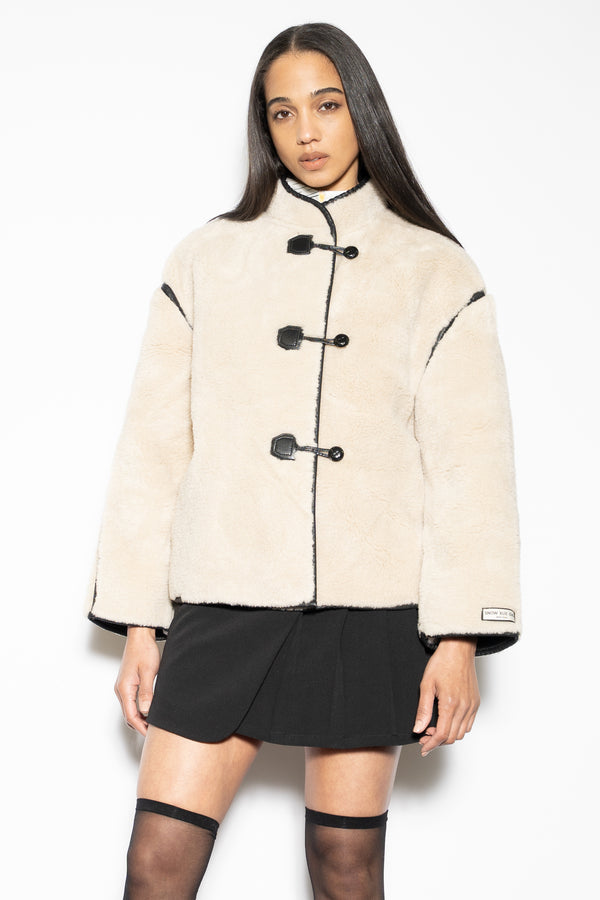 Snow Xue Gao Wool Faux Shearling Cream Jacket