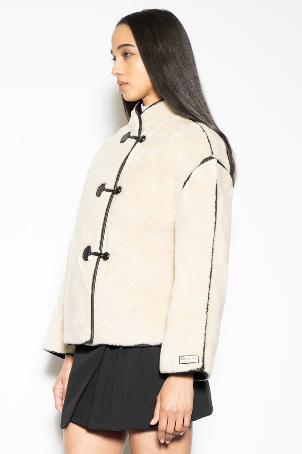Snow Xue Gao Wool Faux Shearling Cream Jacket
