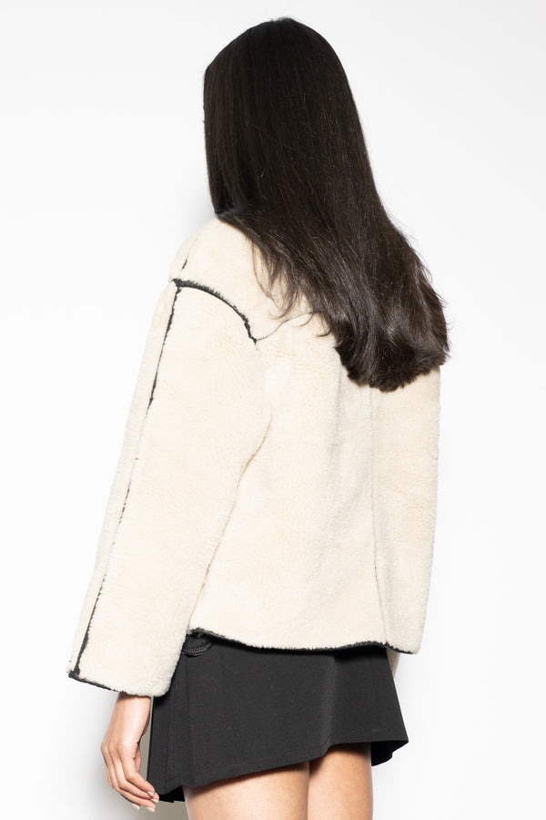 Snow Xue Gao Wool Faux Shearling Cream Jacket