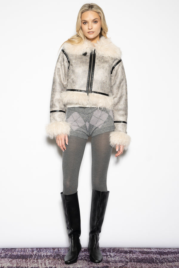 Snow Xue Gao Wool Faux Shearling Grey Jacket