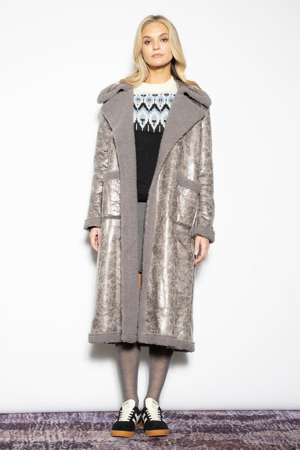 Snow Xue Gao Wool Faux Shearling Purple Coat
