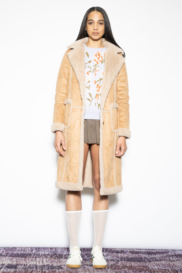 Snow Xue Gao Wool Faux Shearling Tan Coat