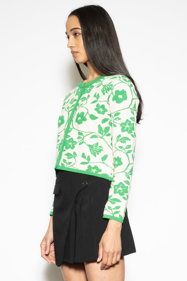 Snow Xue Gao Wool Green Floral Cardigan
