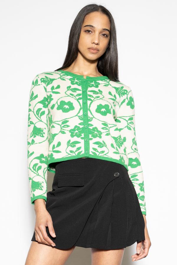 snow xue gao Wool Green Floral Cardigan