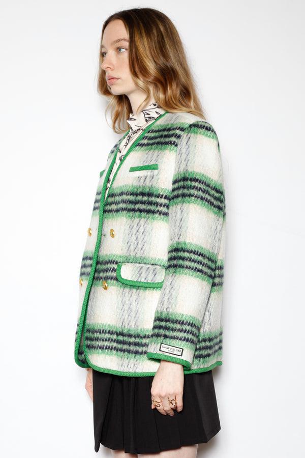 Snow Xue Gao Wool Green Plaid Blazer