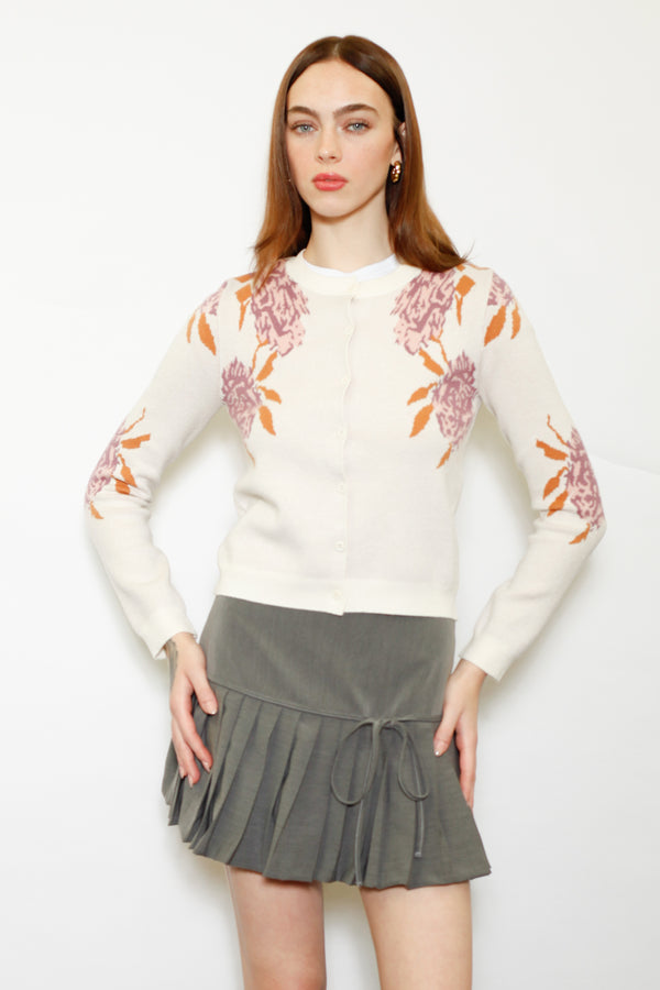 Snow Xue Gao Wool Lilac Floral Cardigan