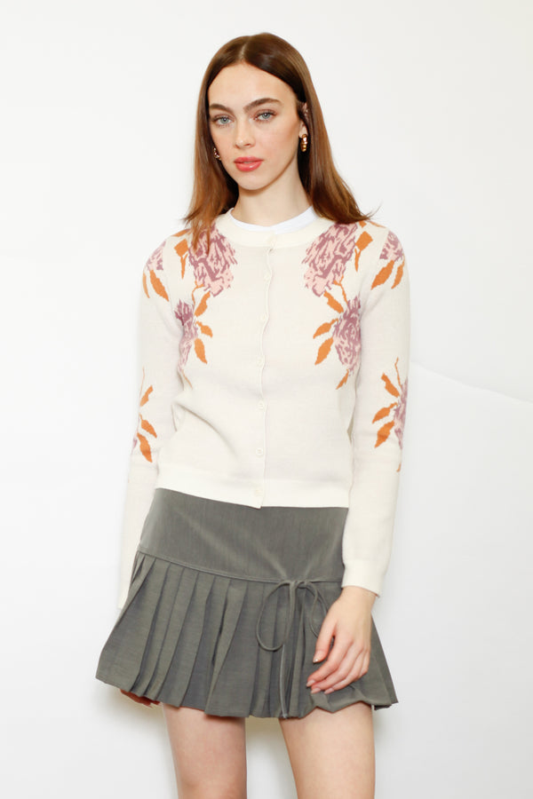 snow xue gao Wool Lilac Floral Cardigan