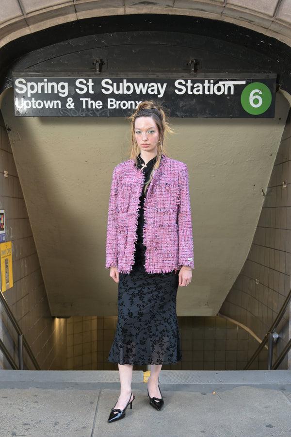 Snow Xue Gao Wool Lilac Tweed Blazer