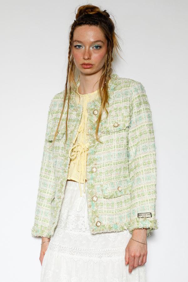 Snow Xue Gao Wool Mint Green Tweed Blazer