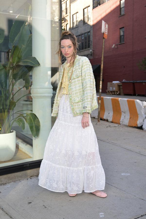 Snow Xue Gao Wool Mint Green Tweed Blazer