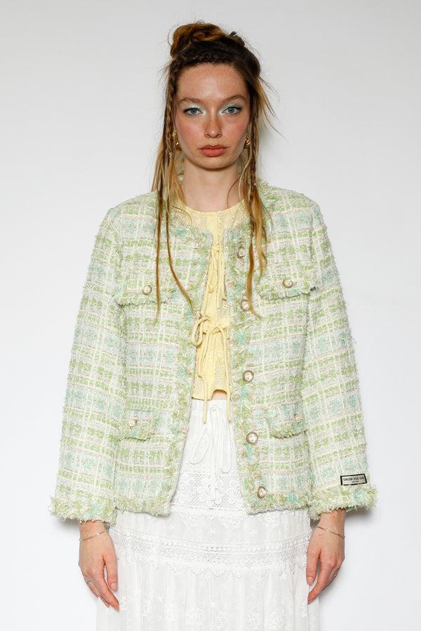 Snow Xue Gao Wool Mint Green Tweed Blazer