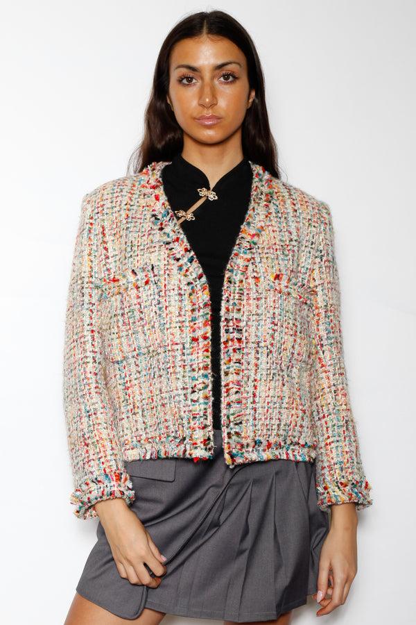snow xue gao Wool Mixed Pink Tweed Blazer