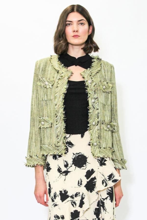 Snow Xue Gao Wool Olive Green Tweed Blazer