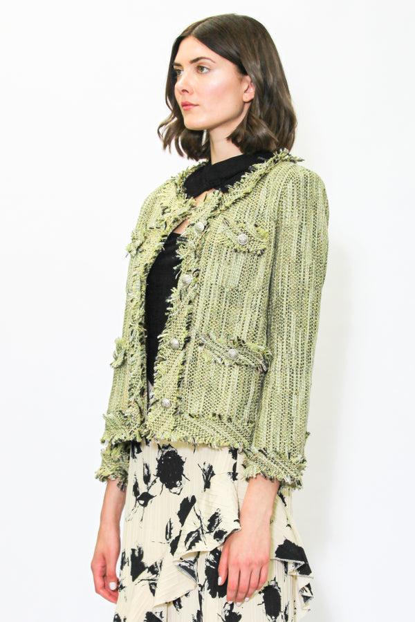 Snow Xue Gao Wool Olive Green Tweed Blazer