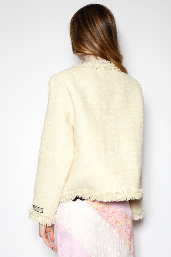 Snow Xue Gao Wool Pale Yellow Tweed Blazer