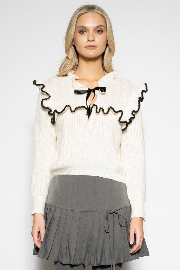 Snow Xue Gao Wool Ruffled Collar Sweater