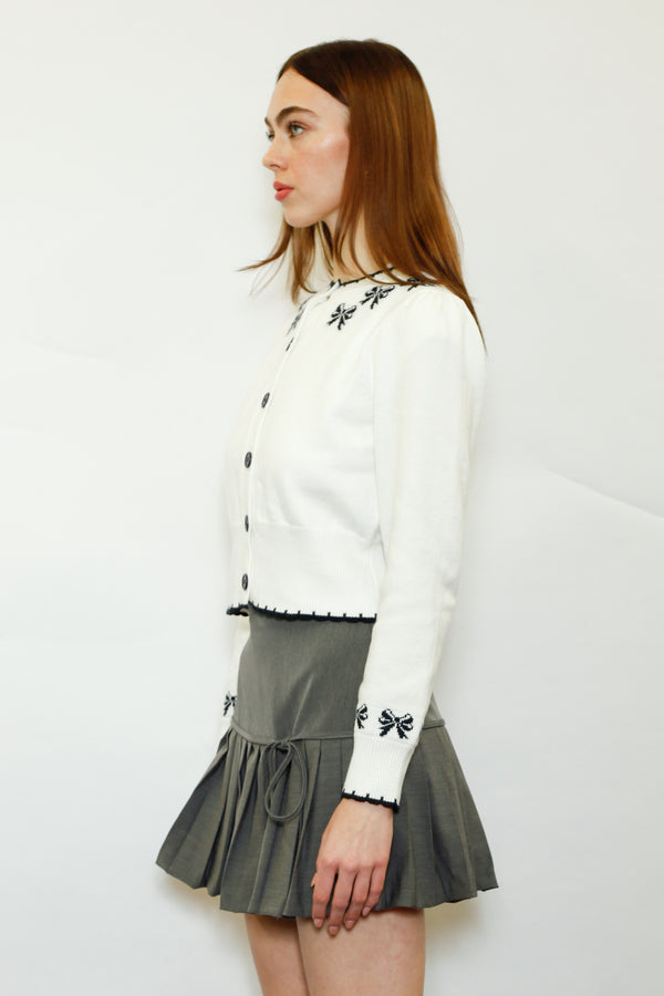 Snow Xue Gao Wool White Bow Jacquard Cardigan