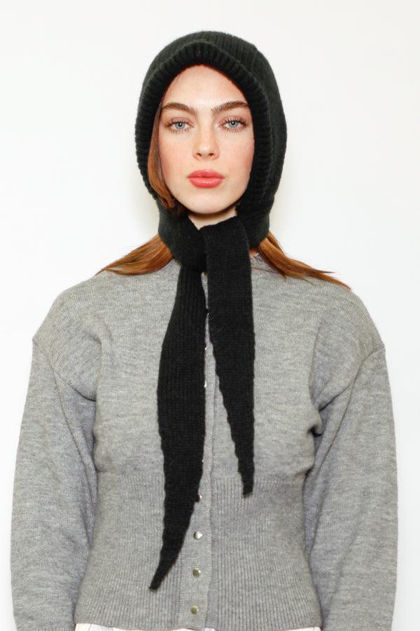 Snow Xue Gao Wool Knitted Black Hoodie Hat Balaclava Bonnet