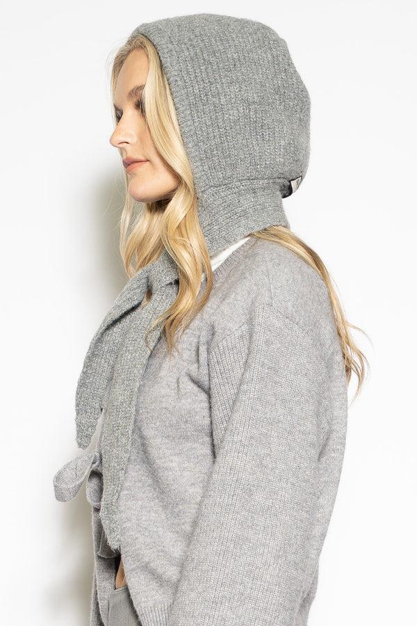 snow xue gao Wool Knitted Grey Hoodie Hat Balaclava Bonnet