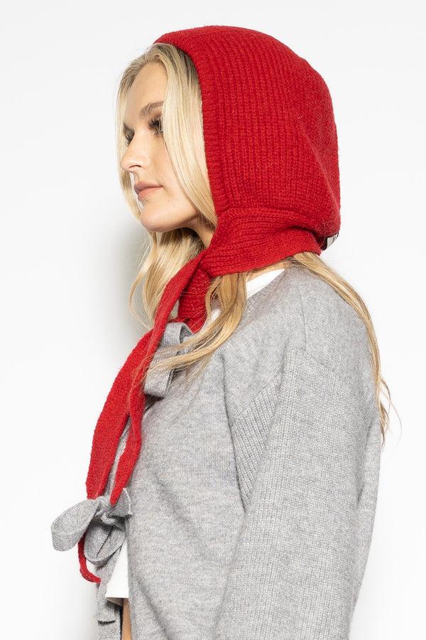 snow xue gao Wool Knitted Red Hoodie Hat Balaclava Bonnet