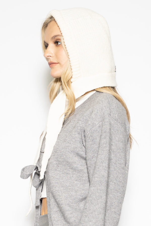 snow xue gao Wool Knitted White Hoodie Hat Balaclava Bonnet