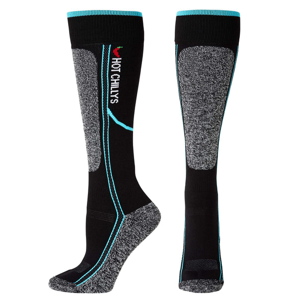snowangel Women's Elite Heat Mid Volume Sock - Black/Aqua