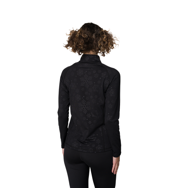 Snowangel Women's Micro-Elite Chamois Snowflake Zip-T - Embossed Black