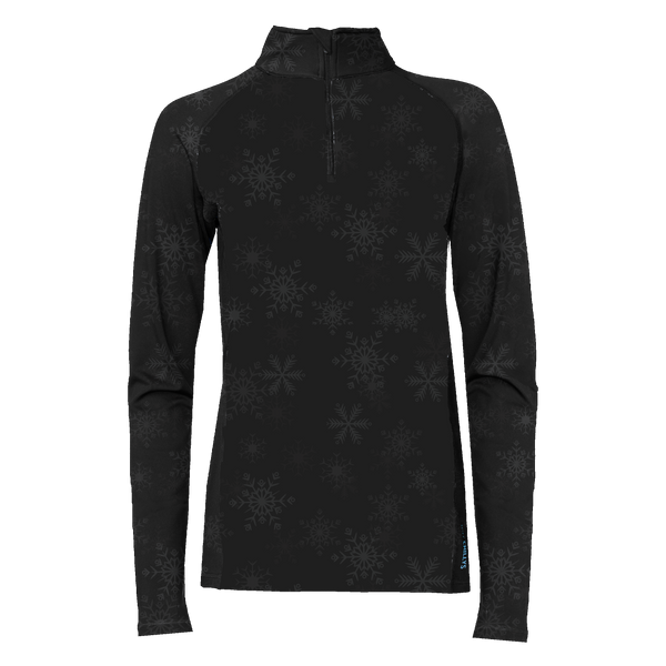 snowangel Women's Micro-Elite Chamois Snowflake Zip-T - Embossed Black