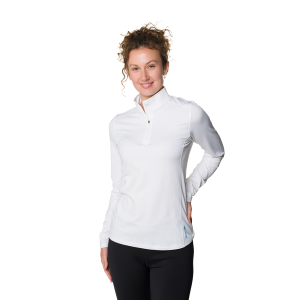Snowangel Women's Micro-Elite Chamois Solid Zip-T - White