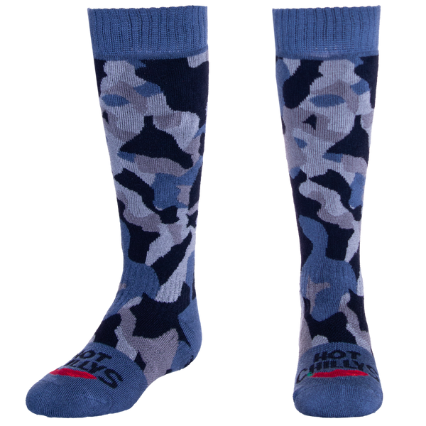 snowangel Youth Texture Camo Mid Volume Sock - Vintage Indigo