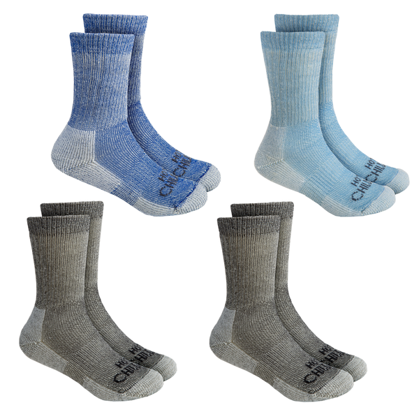 snowangel Youth Wool Trail Socks 4-pack - Black/Lt Blue/Blue