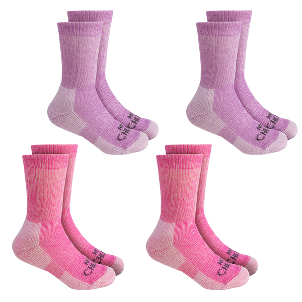 snowangel Youth Wool Trail Socks 4-pack - Pink/Purple