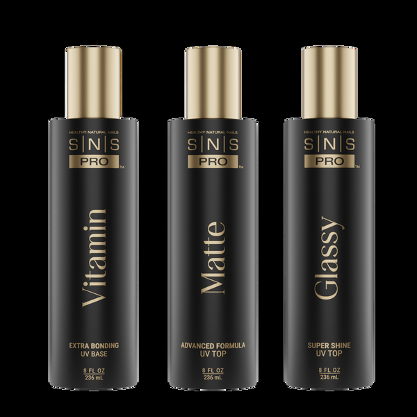 sns cosmetics SNS Matte UV Gel Top Coat Glassy Super Shine UV Gel Top Coat Vitamin Extra Bonding UV Gel Base Coat 8oz