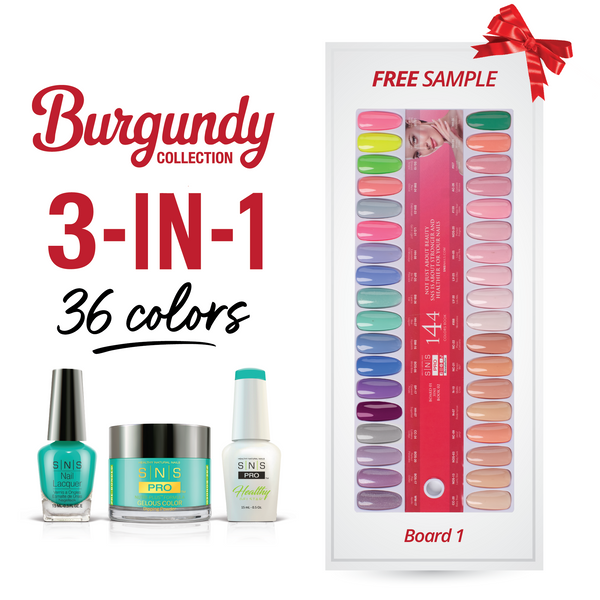 sns cosmetics SNS Pro 3 in 1 - Board 1 (001 - 036) - Burgundy Collection