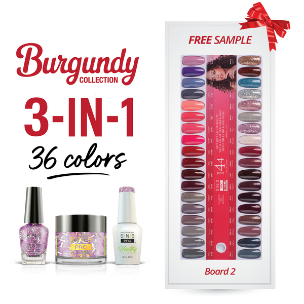 sns cosmetics SNS Pro 3 in 1 - Board 2 (037 - 072) - Burgundy Collection