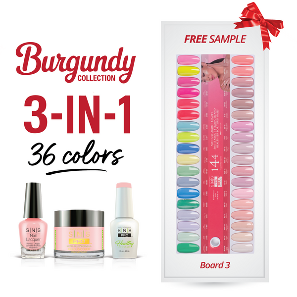 sns cosmetics SNS Pro 3 in 1 - Board 3 (073 - 108) - Burgundy Collection