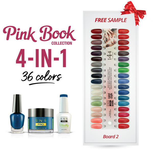 sns cosmetics SNS Pro 4 in 1 - Board 2 Pink Collection (037 - 072) - Dip Gel & Lacquer Matching