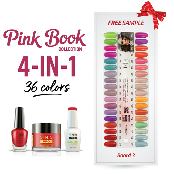 sns cosmetics SNS Pro 4 in 1 - Board 3 Pink Collection (073 - 108) - Dip Gel & Lacquer Matching