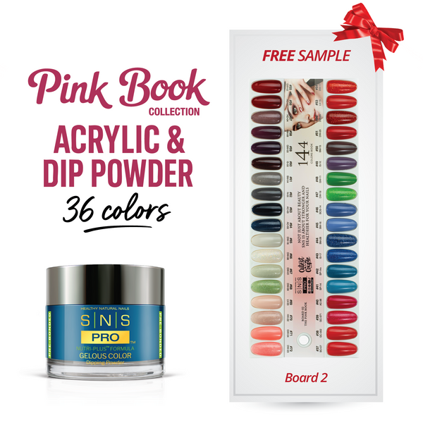 sns cosmetics SNS Pro Dipping & Acrylic Powder - Set 36 Colors - Board 02 Pink Collection (037 - 072)