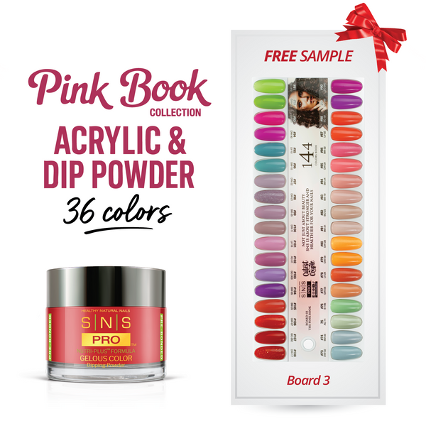 sns cosmetics SNS Pro Dipping & Acrylic Powder - Set 36 Colors - Board 03 Pink Collection (073 - 108)