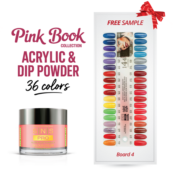 sns cosmetics SNS Pro Dipping & Acrylic Powder - Set 36 Colors - Board 04 Pink Collection (109 - 144)